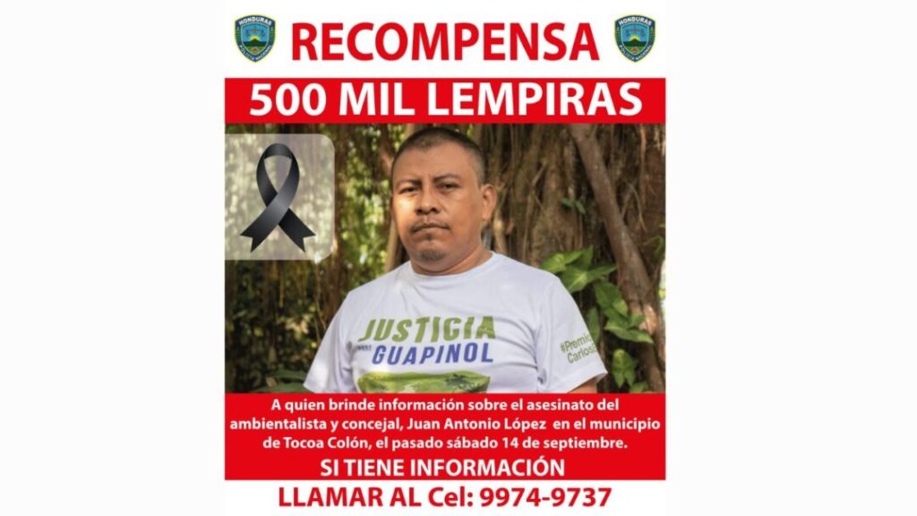 Ofrecen 500 mil lempiras por información sobre asesinato de Juan López