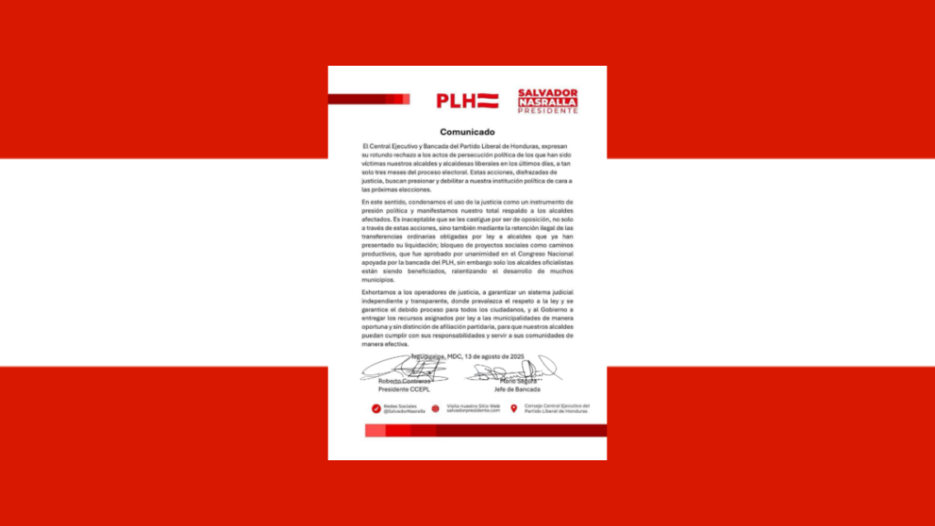 PLH denuncia persecución política contra alcaldes liberales