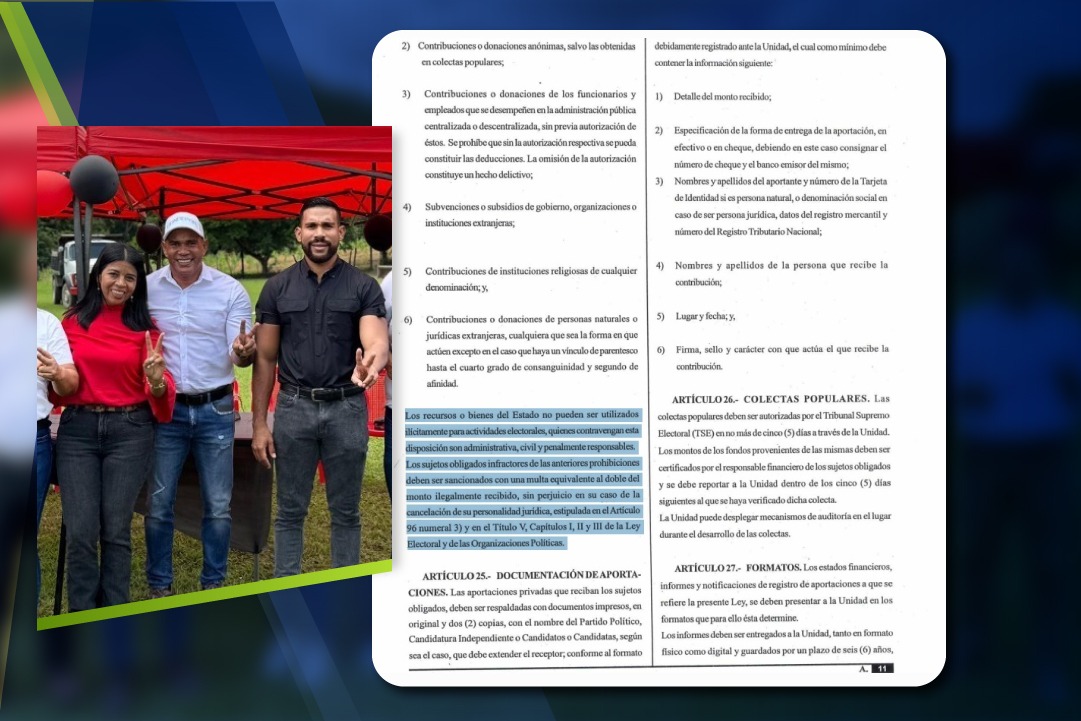 Hijo de Mario Moncada viola ley de Política Limpia al hacer campaña con obras estatales