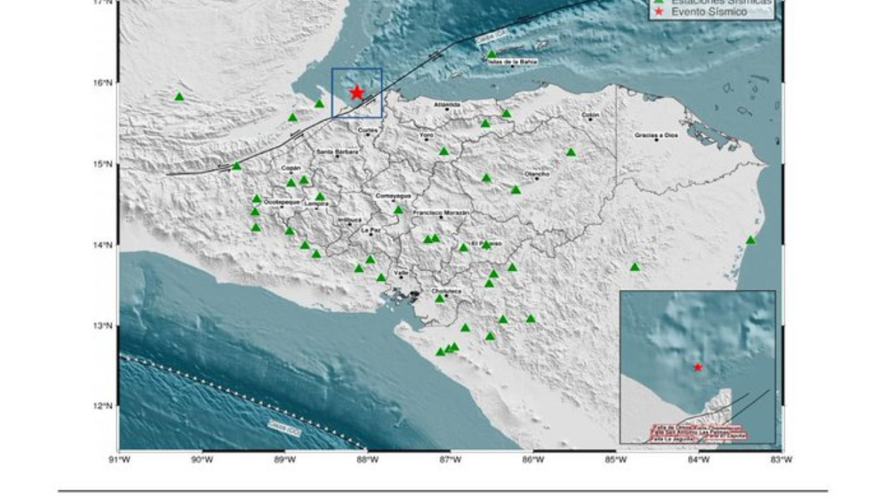 COPECO reporta sismo de magnitud 5.7 frente a Omoa, Cort&eacute;s y alertas por r&eacute;plicas