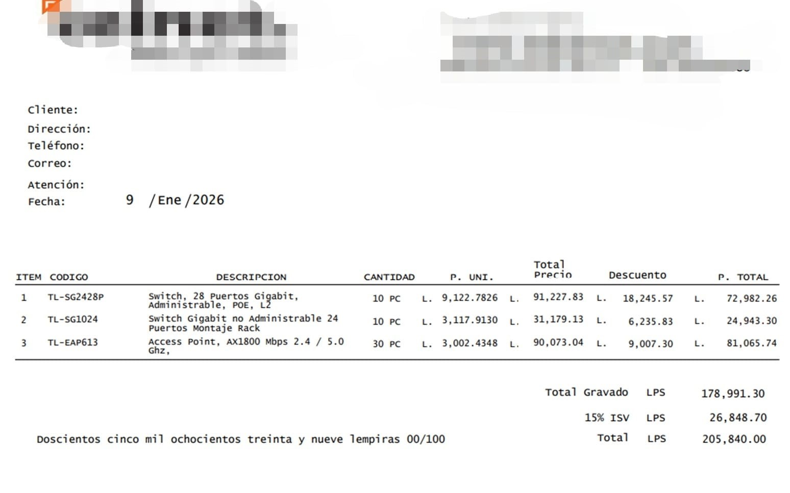 Cotización realizada por ICN Investiga de los productos solicitados por la Secretaría de Cultura, Arte y Patrimonios